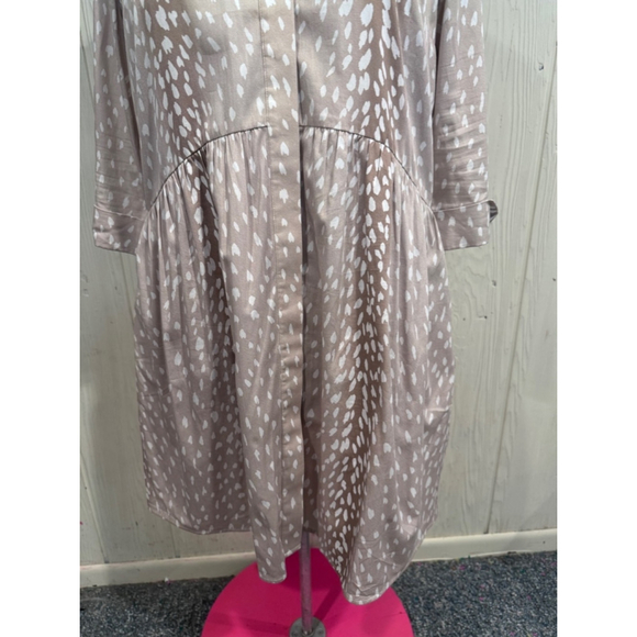 TUCKERMUCK Beige & White Antelope Print ButtonRoyal Shirt Dress L - Picture 4 of 15